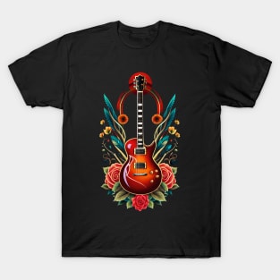 Electric guitar tattoo style 4 T-Shirt